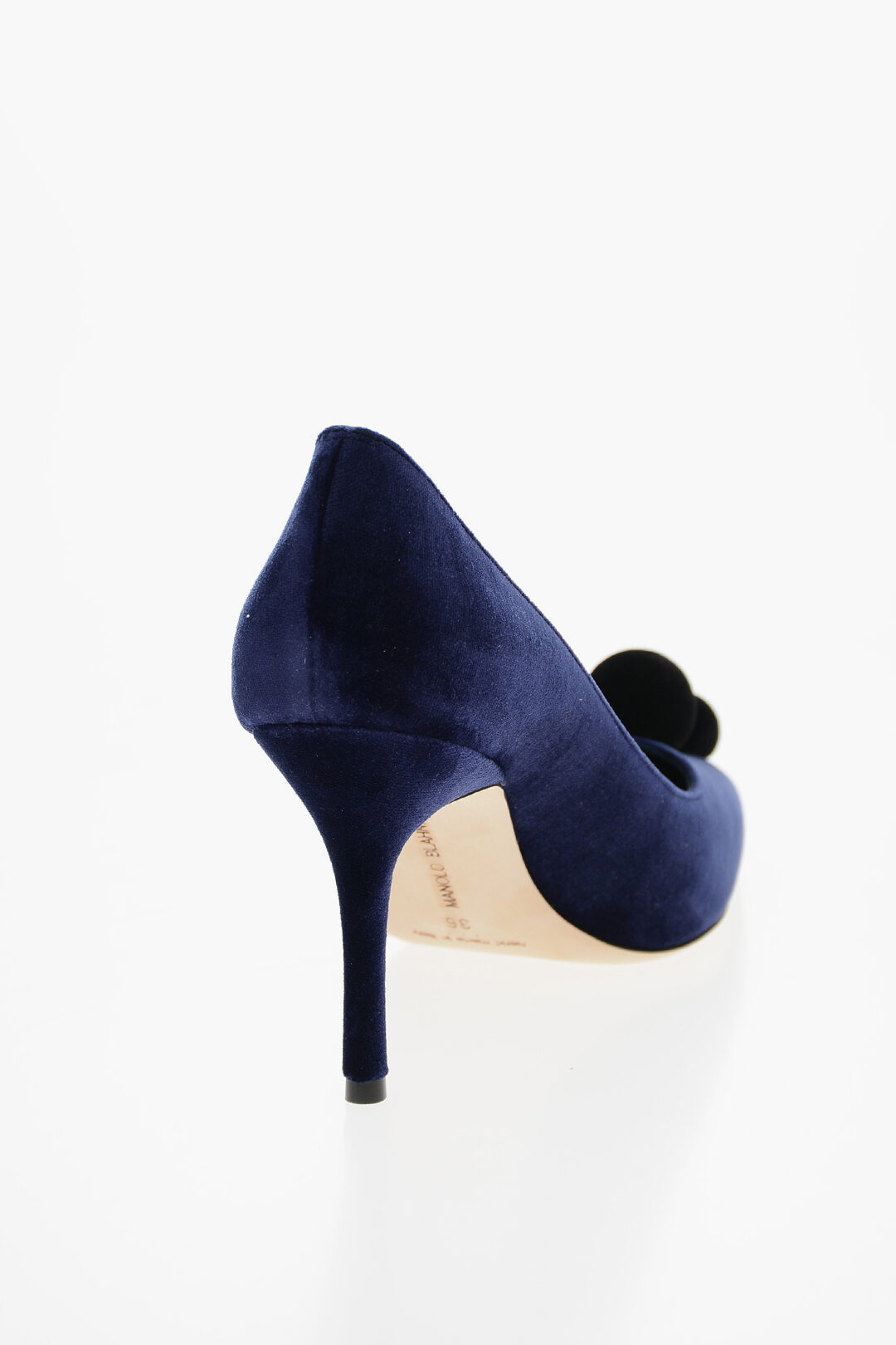 Manolo Blahnik Velour PIERA Pumps with Pon Pons 8cm women