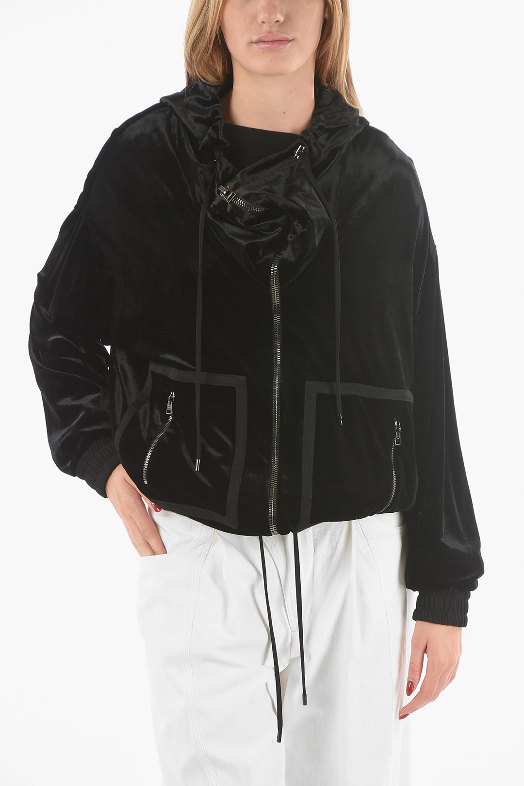 Tom Ford Velour Zip-up Hoodie with Contrasting Trims 여성 - Glamood Outlet