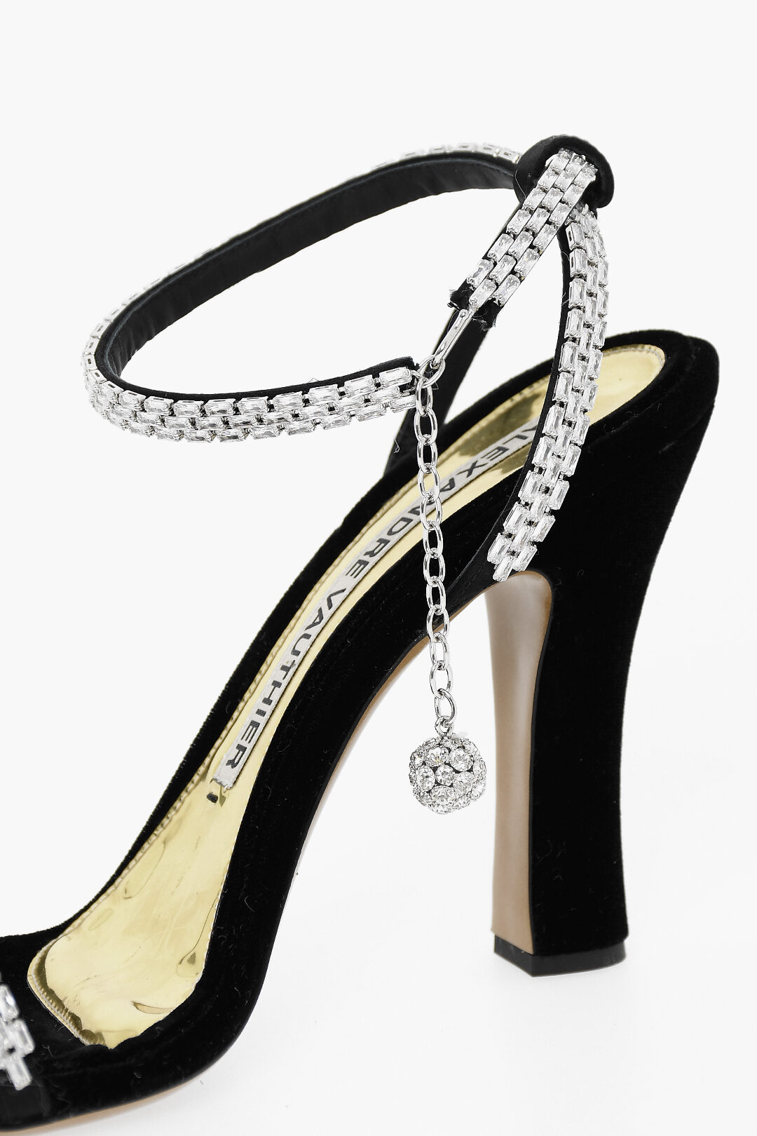 Alexandre Vauthier Velvet Ankle-Strap Sandals with Crystals