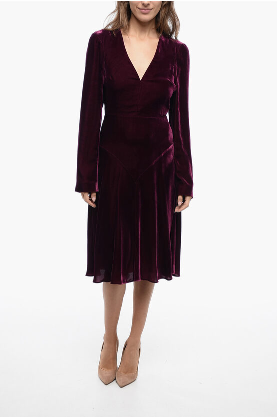 Stella Mccartney Velvet Midi Dress In Red