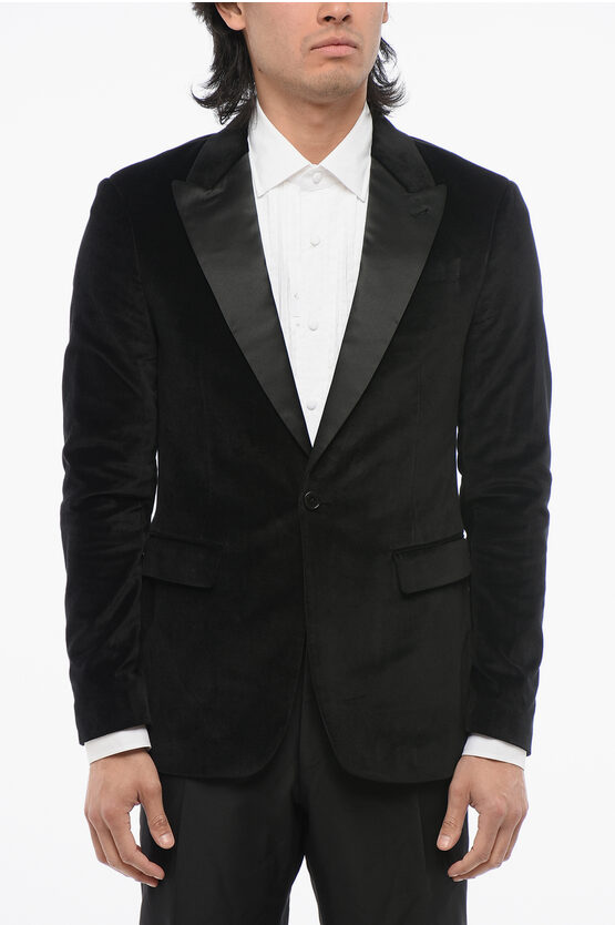 Allsaints Velvet Blazer With Satin Peak Lapel