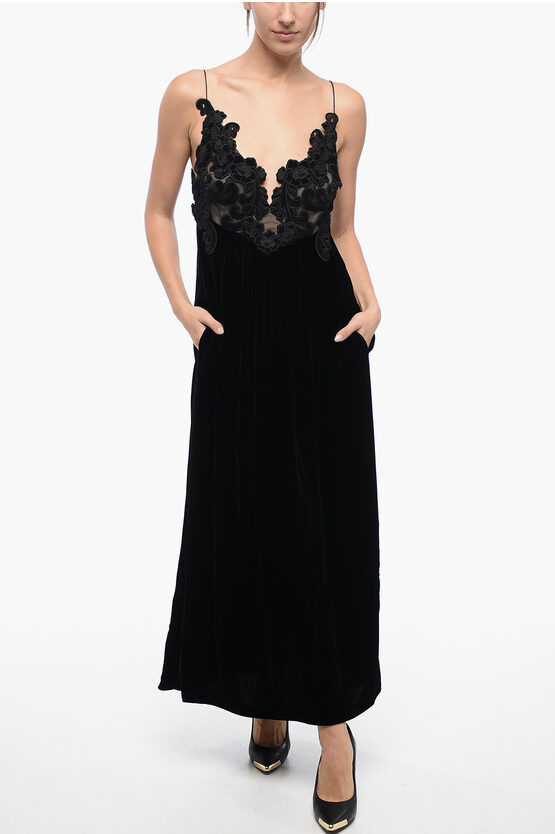 ZIMMERMANN VELVET DRESS WITH EMBROIDERED BODICE