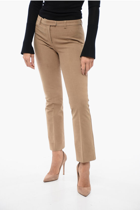 Max Mara Velvet Effect Pants With Straight Fit In Brown