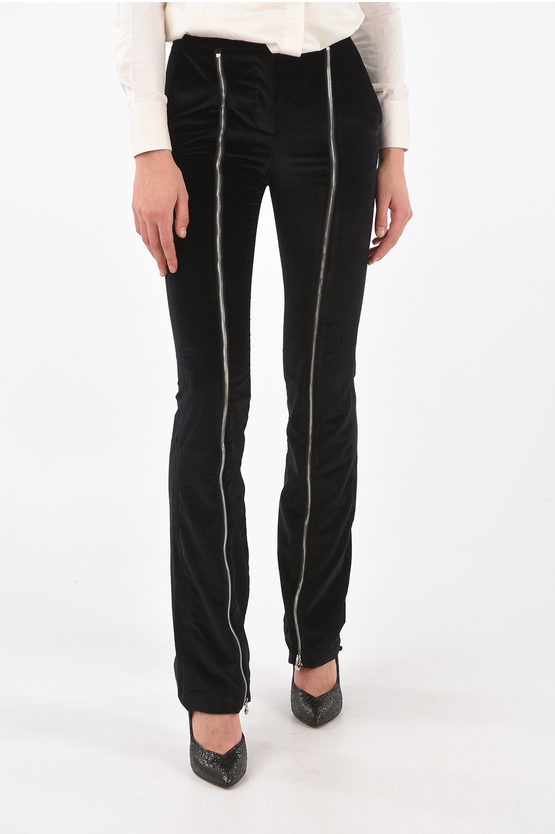 Philipp Plein Velvet Even If Trousers With Front Zips In Multi