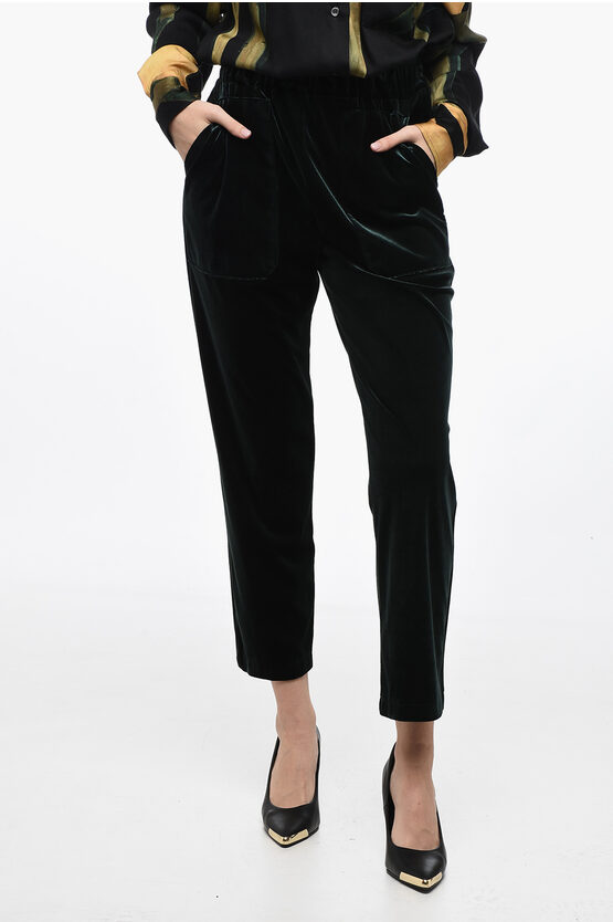 Edra Velvet Lurex Pants With Elastic Waistband