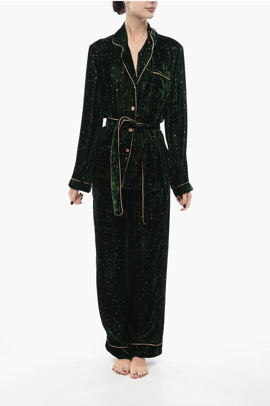 Sleepwalker Velvet Pyjama Set With Constellation Motif