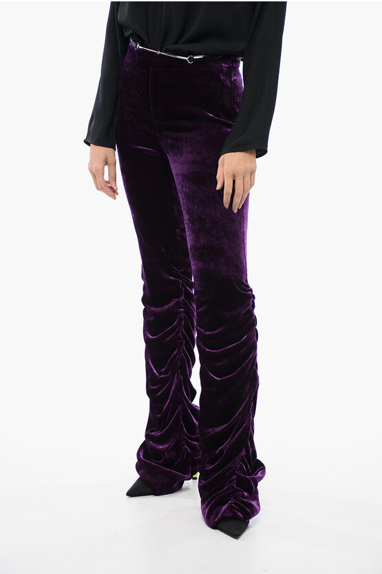 Gucci Velvet Ruched Pants With Detachable Belt