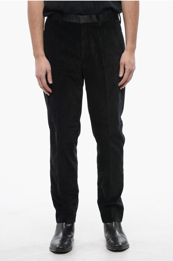 Allsaints Velvet Skinny Fit Lyra Pants With Satin Trims