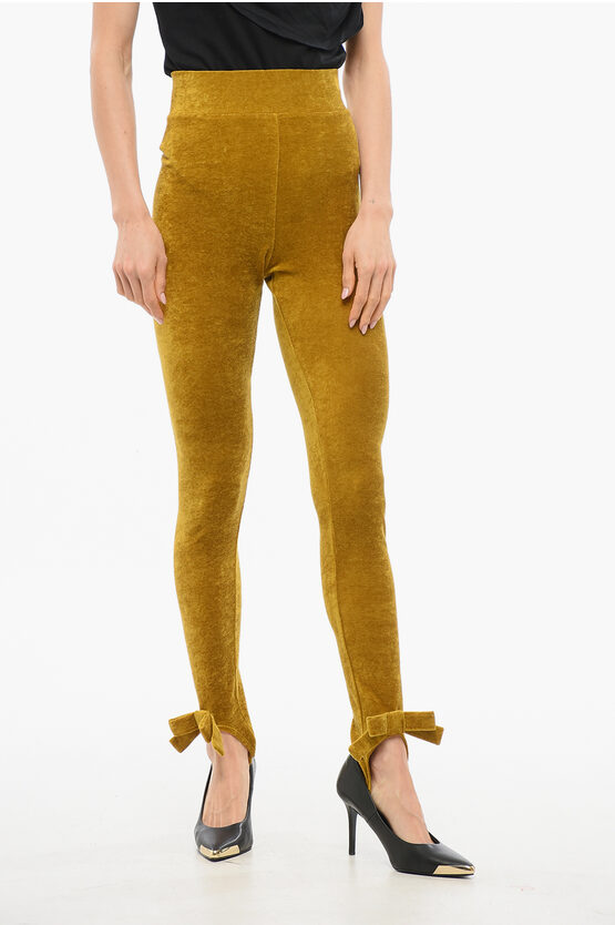 Viktor & Rolf Bow-detail Velvet Stirrup Leggings