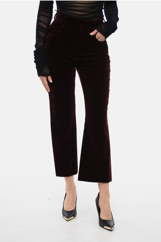 Shop Saint Laurent Velvet Straight-leg Pants