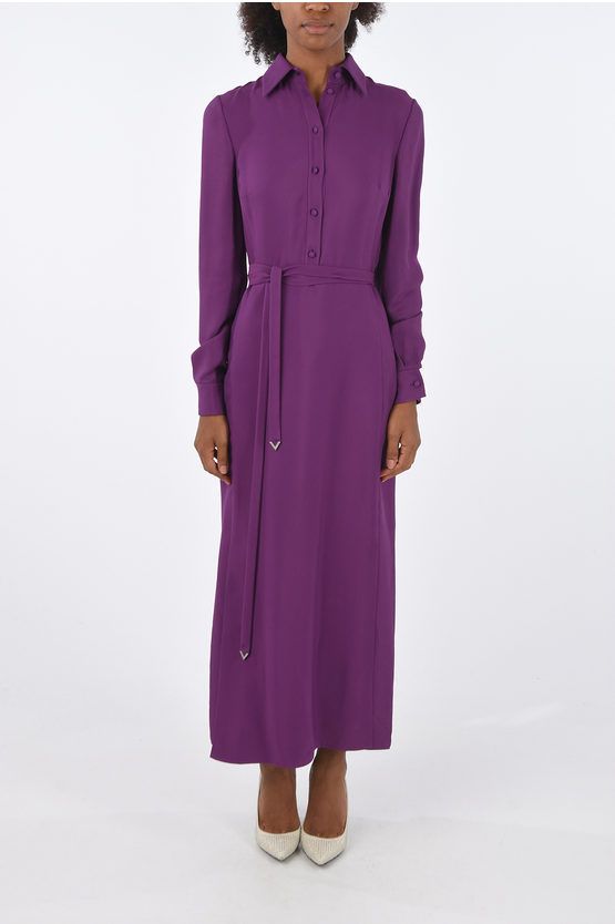 Valentino Vestito Chemisier a Maniche Lunghe con Cintura donna
