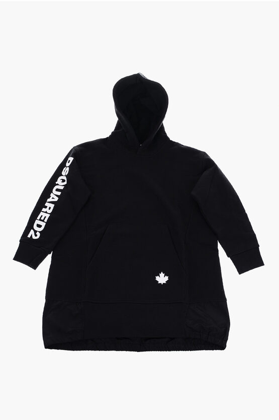 Vestito in Felpa con Tasca a toppa e Cappuccio