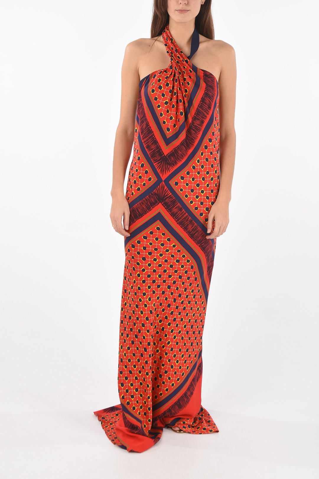 Vionnet Vestito lungo halter neck stampato con drappeggio donna - Glamood  Outlet