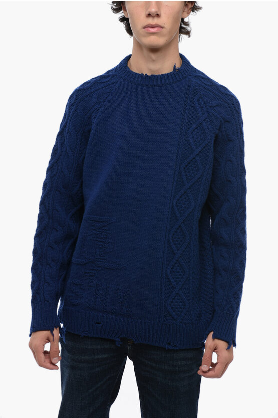 Shop Seafarer Vintage Effect Cable-knit Crewneck Sweater