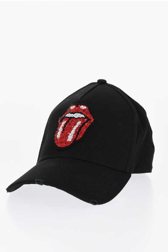 Dsquared2 Vintage Effect Cap With Beads Detail In Black