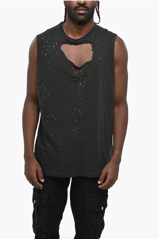 Dsquared2 Vintage Effect Cigarette Fit Tank Top With Studs In Black