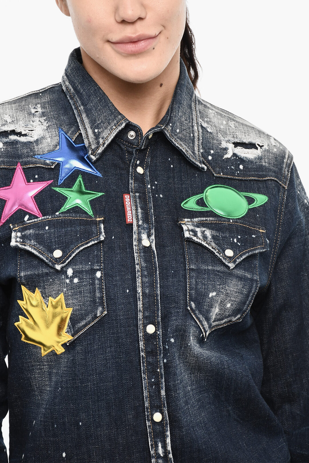 Denim Effect Jacquard Jacket