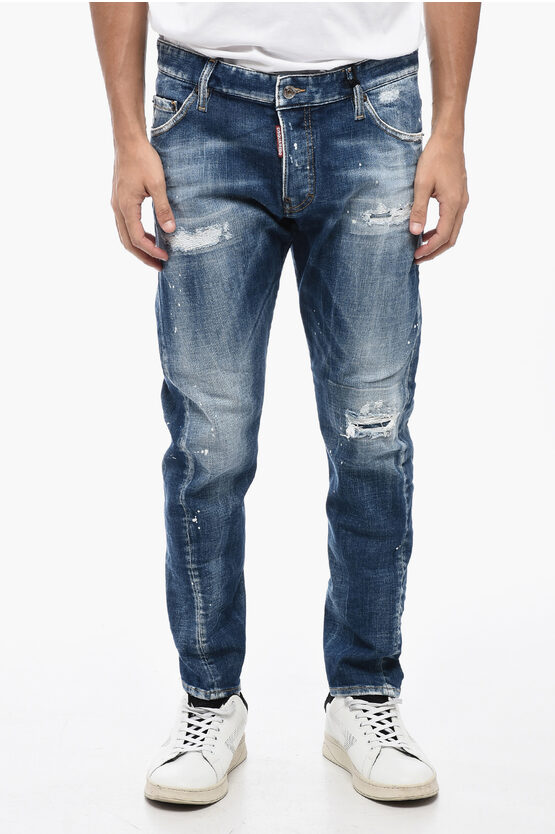 Shop Dsquared2 Vintage Effect Distressed Sexy Twist Jeans 16cm