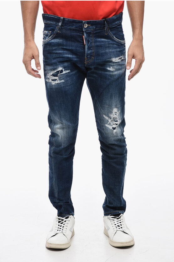 Shop Dsquared2 Vintage Effect Distressed Sexy Twist Jeans 16cm