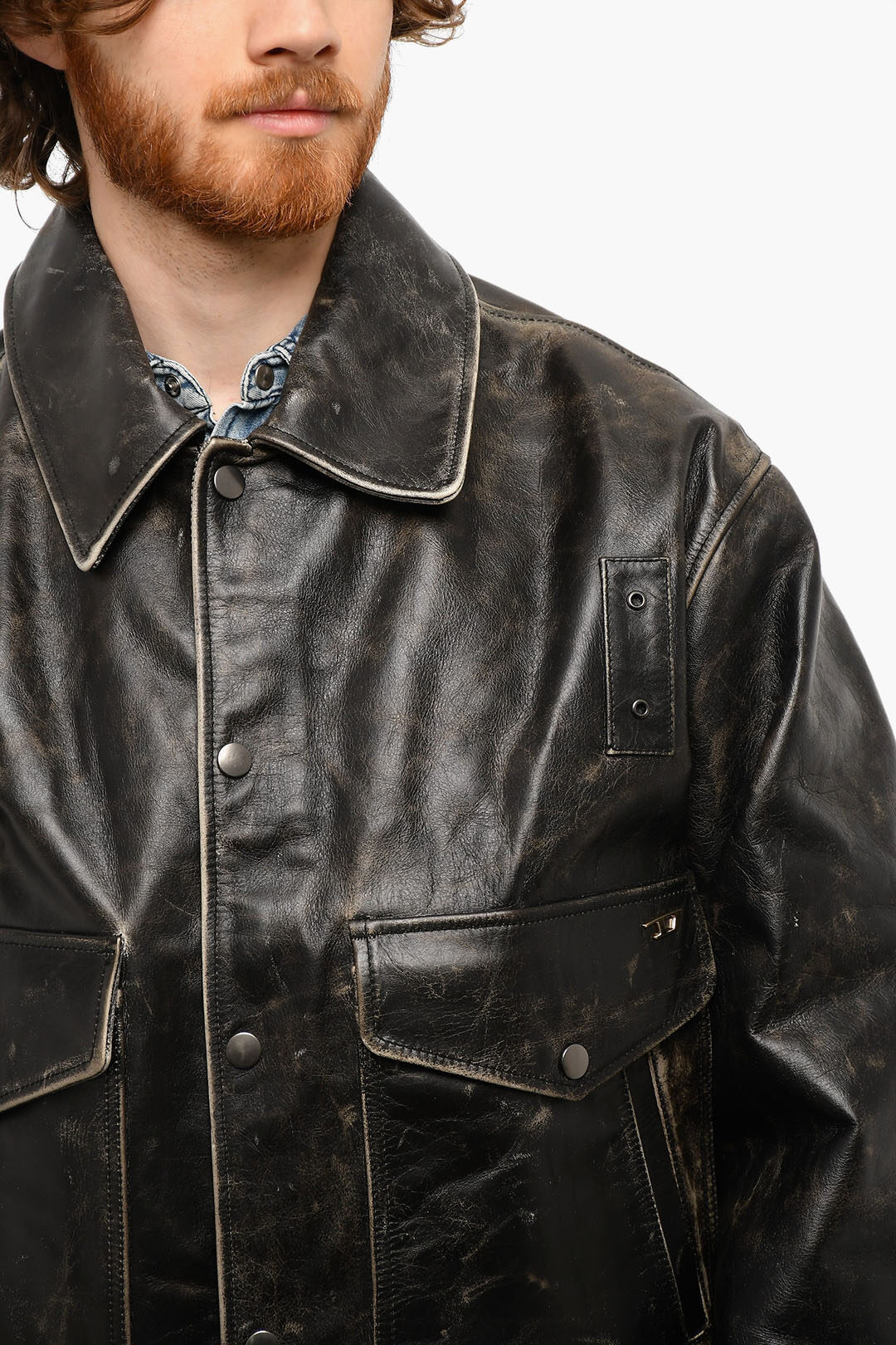 Diesel|Diesel L-Marton Leather Jacket in Black|Chameleon Menswear