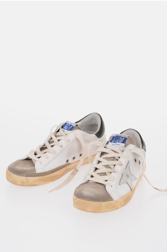 Shop Golden Goose Vintage Effect Leather And Fabric Super-star Classic Low Top