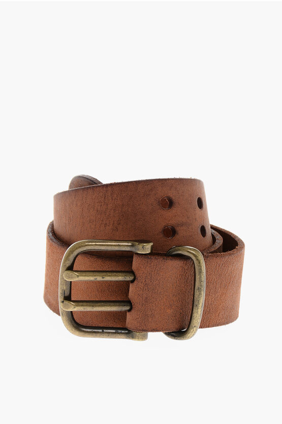 Dsquared2 Vintage Effect Leather Belt 40mm In Brown