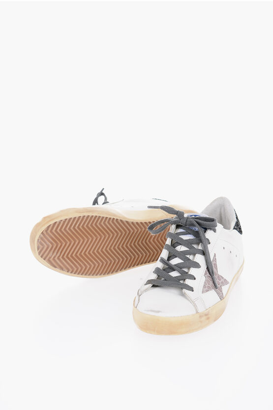 Shop Golden Goose Vintage Effect Leather Low-top Sneakers With Sequined