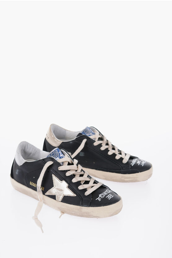 Golden Goose Vintage Effect Leather Super-star Classic Low Top Sneakers W In Black
