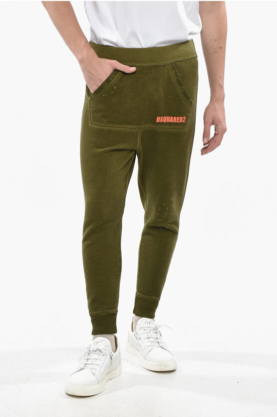 Dsquared2 Vintage Effect Relax Dean Fit Joggers With Kangaroo Pocket In Green