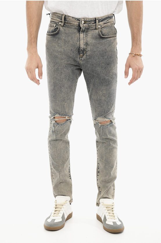 Represent Vintage Effect Slim Fit Jeans 15cm In Gray
