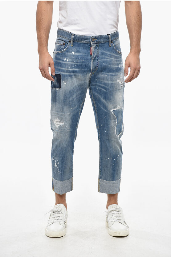 Dsquared2 Vintage Effect Stretch Denim Sailor Jeans 18cm