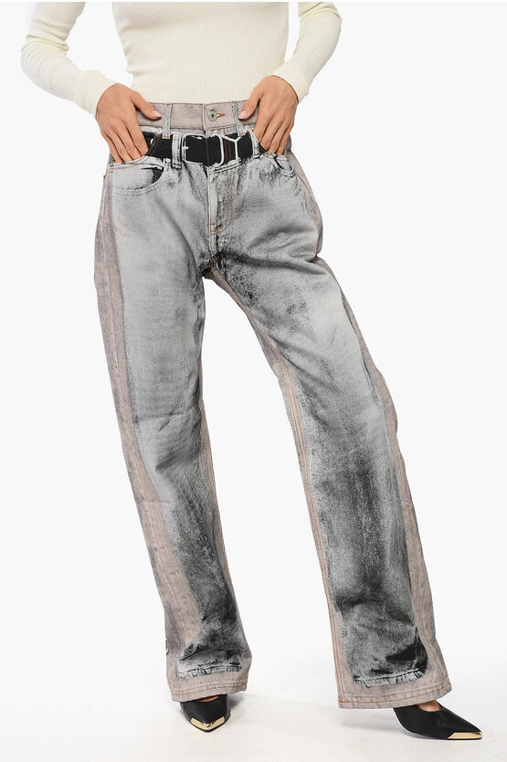 Yproject Vintage Effect Wide Leg Jeans 24cm In Red