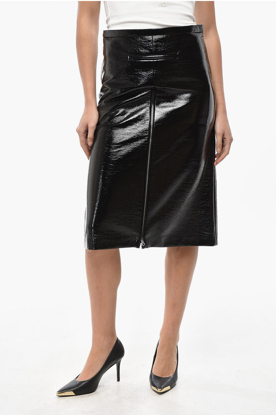 Courrèges Vinyl Midi Skirt With Adjustable Split In Black
