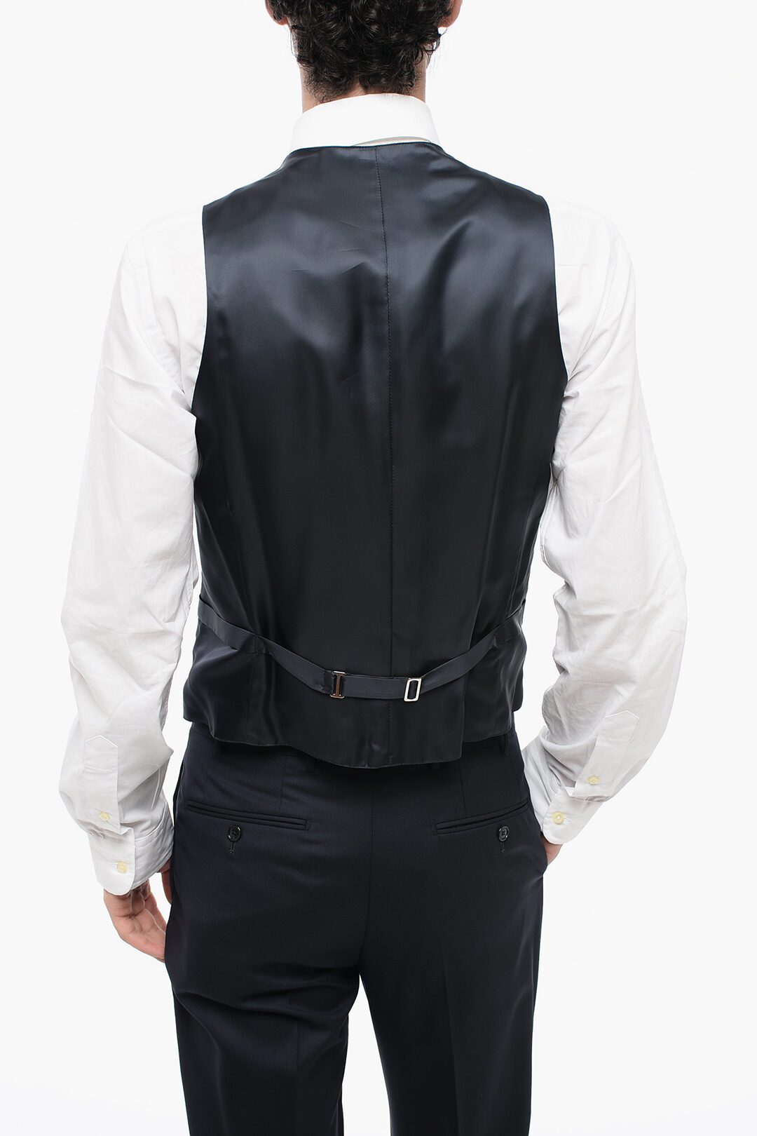 Men's 100% Wool Black Side Vents Three Button Vested Suit main image 0