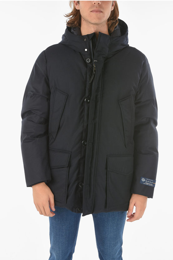 Woolrich Virgin Wool 4 Pockets Lp Mountain Down Jacket With Front Clo In Pattern