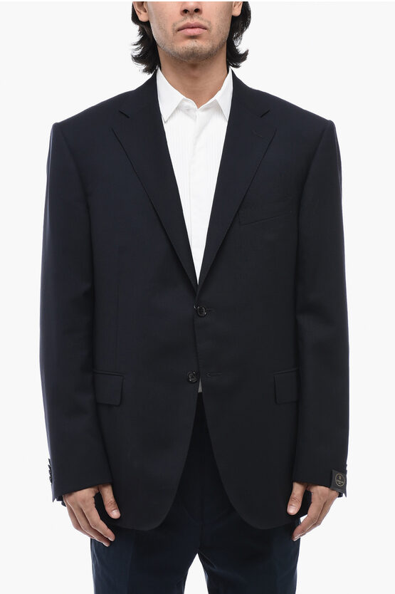 Shop Corneliani Virgin Wool Academy Blazer With Flap Pockets