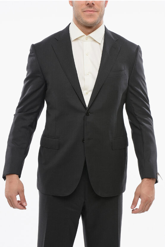 Corneliani Cc Collection Virgin Wool Blazer With Flap Pockets