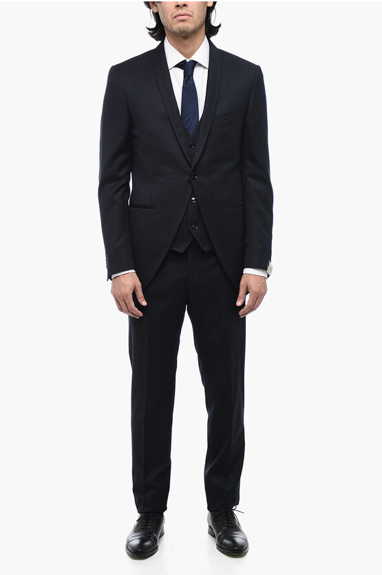 Corneliani Virgin Wool Academy Cerimonia Suit With Shawl Lapel