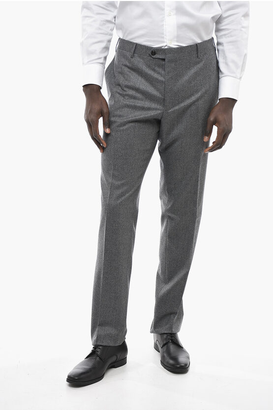 Corneliani Virgin Wool Academy Pants With Belt Loops In Gray