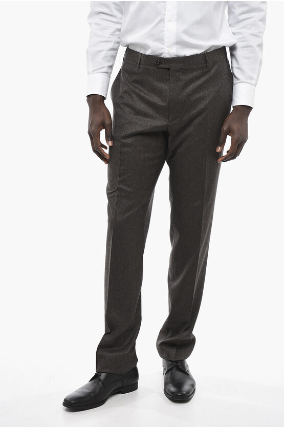 Corneliani Virgin Wool Academy Pants With Flush Pockets In Gray