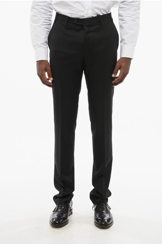 Corneliani Virgin Wool Academy Pants With Hidden Closure