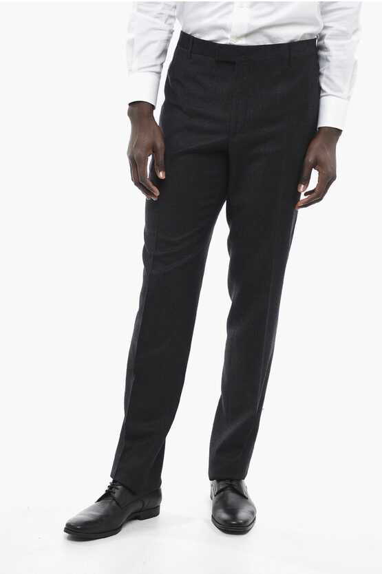 Corneliani Virgin Wool Academy Pants With Pin Check Motif In Black