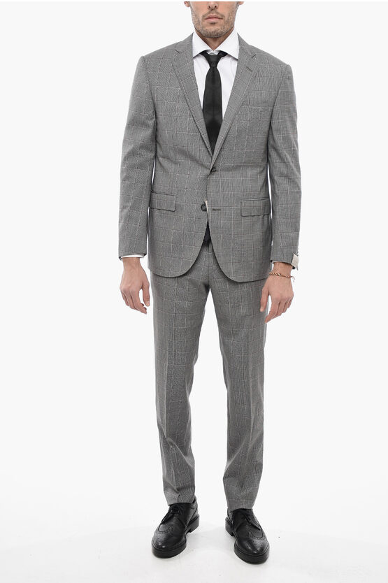 Corneliani Virgin Wool Academy Suit With Windowpane Check Pattern In Grey
