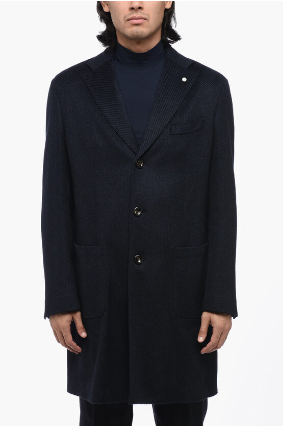 Shop Luigi Bianchi Virgin Wool And Cashmere Coat With Patch Pockets