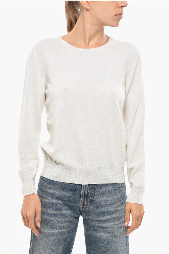 Malo Virgin Wool And Cashmere Crew Neck Sweater In White