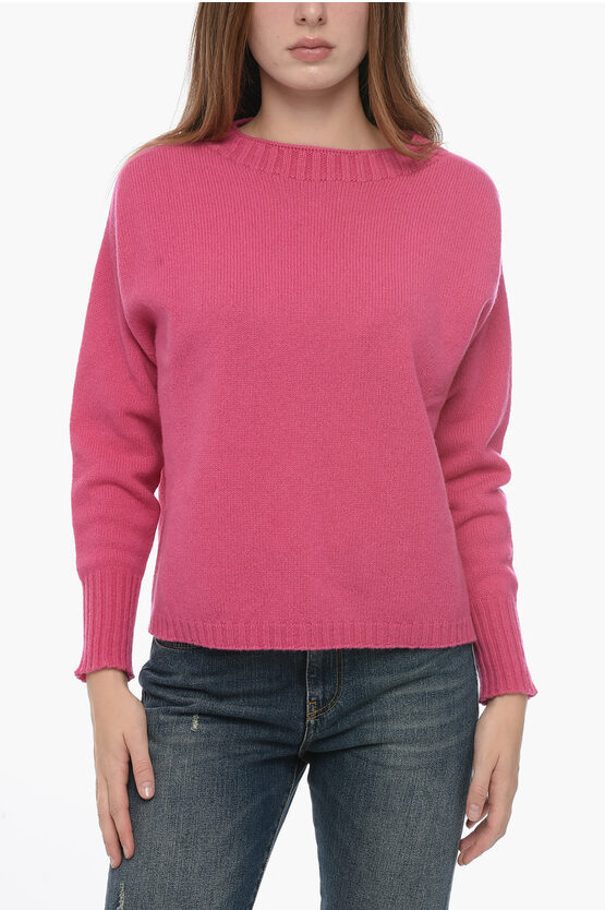 AROVESCIO VIRGIN WOOL AND CASHMERE CREWNECK SWEATER WITH RIBBED DETAIL 