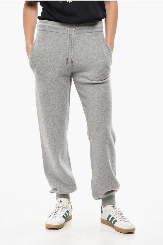 Versace Virgin Wool And Cashmere Joggers With Elastic Waistband In Gray