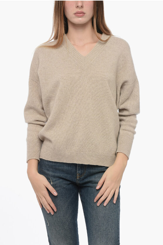 AROVESCIO VIRGIN WOOL AND CASHMERE V-NECK SWEATER 