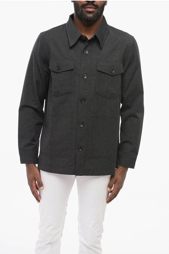 Department 5 Virgin Wool And Cotton Overshirt With Double Breast Pocket