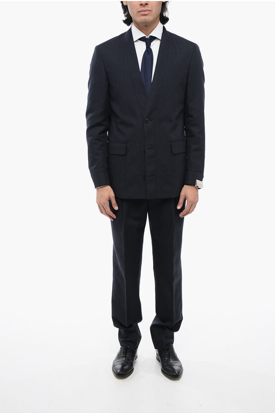 Corneliani Virgin Wool And Linen Shawl Lapel 3-button Suit